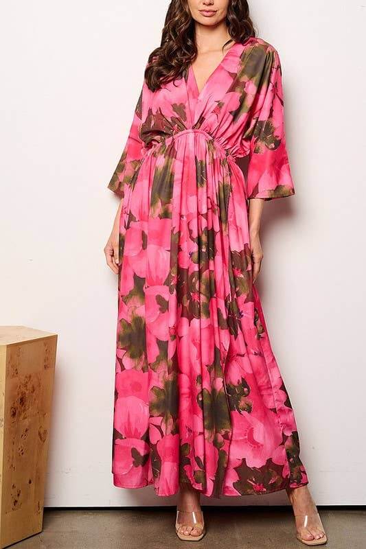 Elegant Promised Forever Maxi Dress by TCEC with floral pattern and v-neck design, perfect for any occasion.