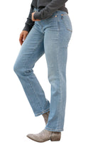 Judy Blue Raleigh Thermal Jeans in light blue with high-rise fit and straight cut, perfect for all seasons.