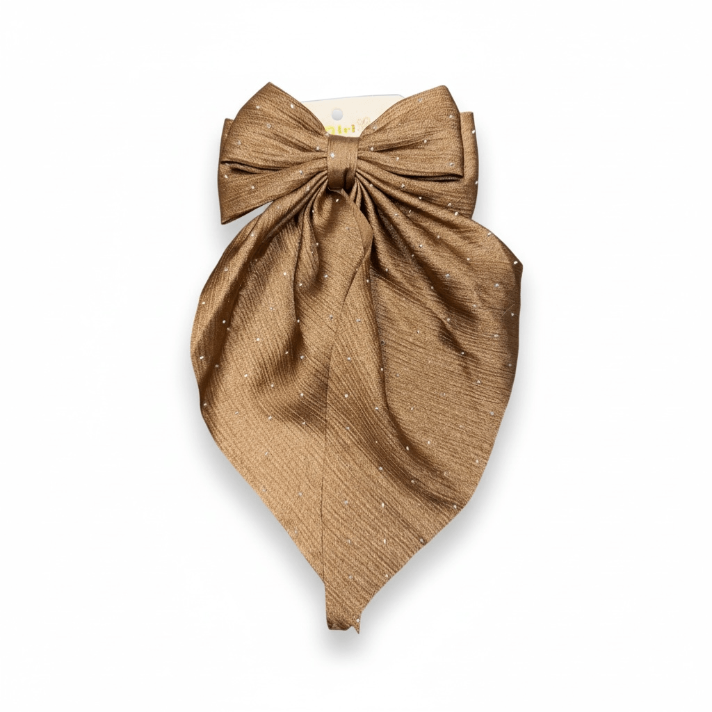 DAZZLE DARLING HAIR BOWS (6 colors) - Oversized golden hair bow with rhinestone accents by It Girl.