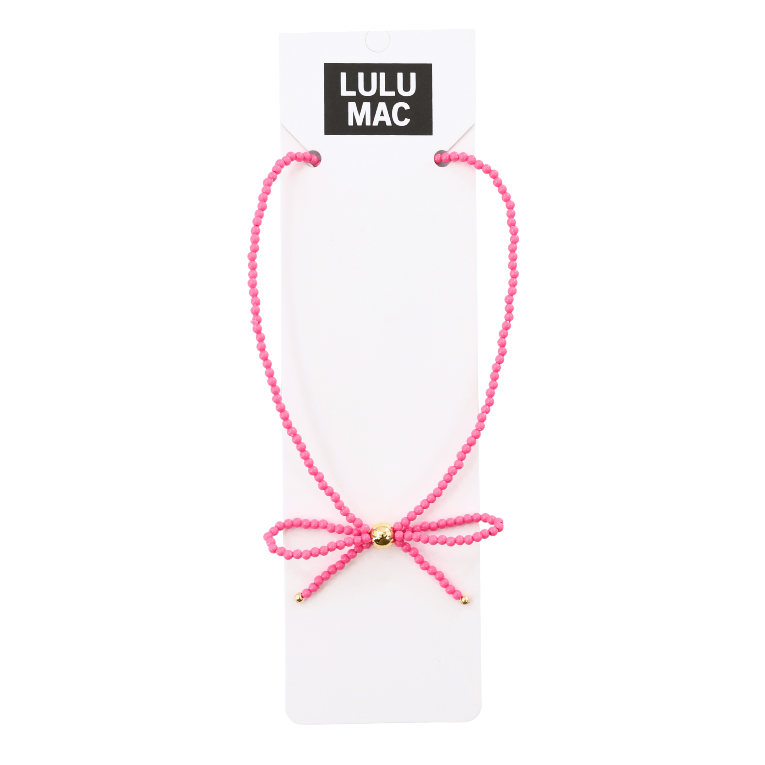 LULU MAC - Love Ties Necklace in hot pink with a bow design, super cute and will go with anything.