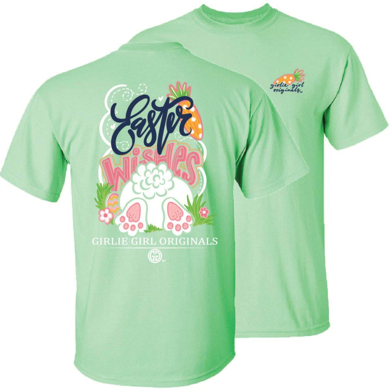 EASTER WISHES TEE - Girlie Girl Orginals in mint green featuring a playful bunny design on the back.