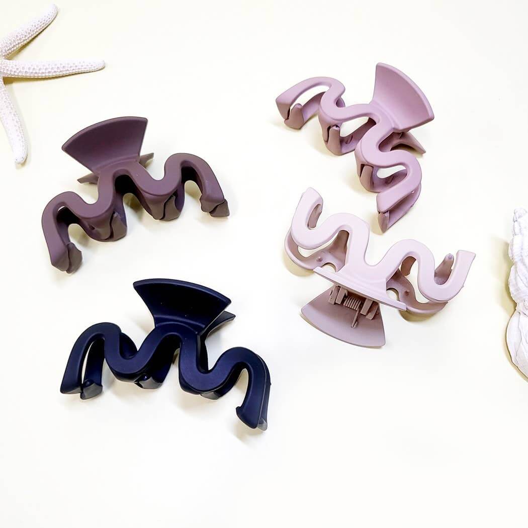 Curve Appeal Hair Clips in Matte Wavy Design - Available in Four Stylish Colors