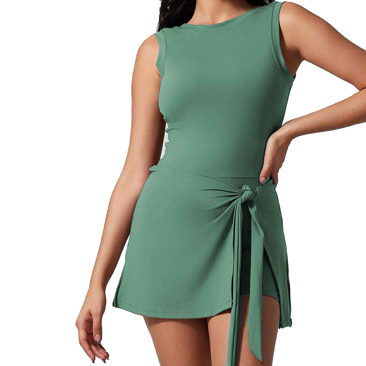 Power Play Dress in jade by Otos New York, perfect for sports and stylish mobility.