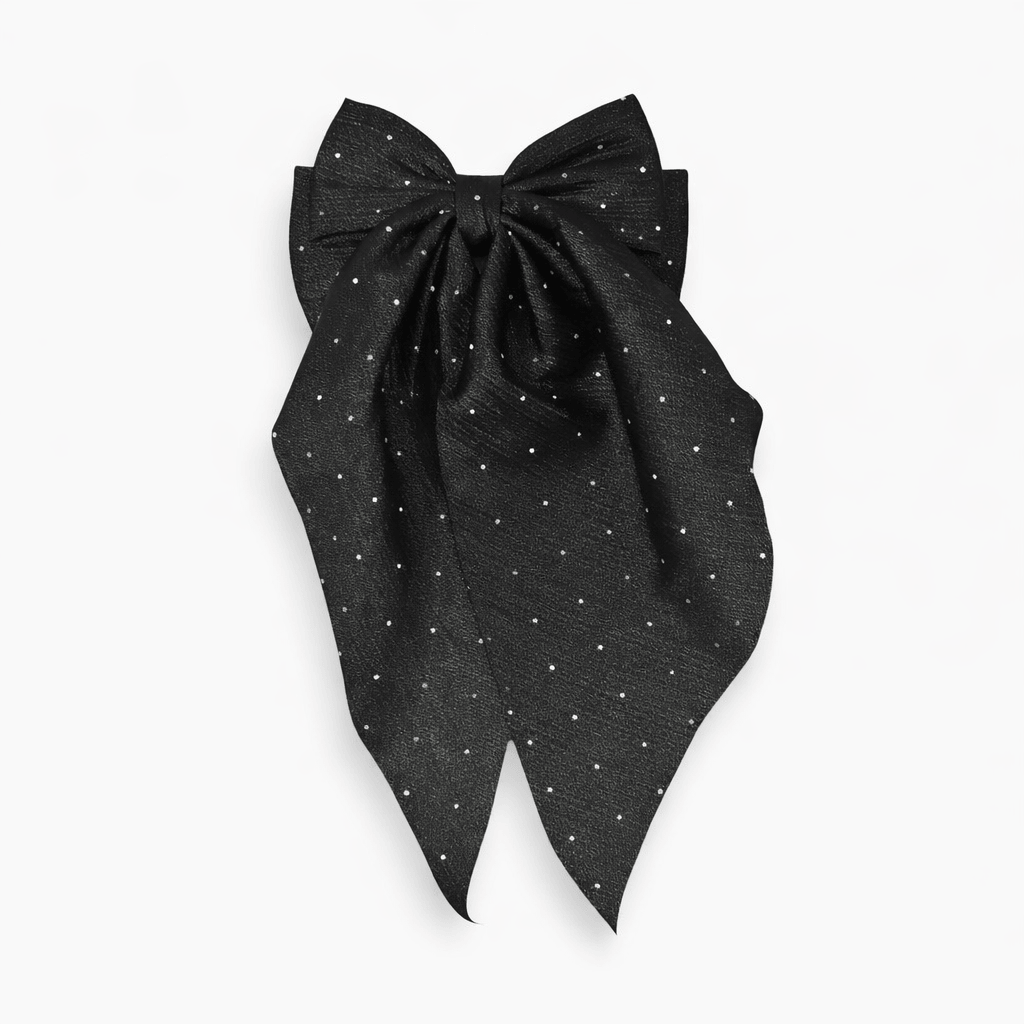 DAZZLE DARLING HAIR BOWS (6 colors) - Black oversized hair bow with rhinestone accents.
