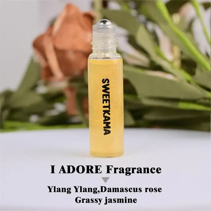 SWEET SCENTS PERFUME ROLLER 2 IN 1 featuring I ADORE fragrance with notes of Ylang Ylang, Damascus rose, and grassy jasmine.
