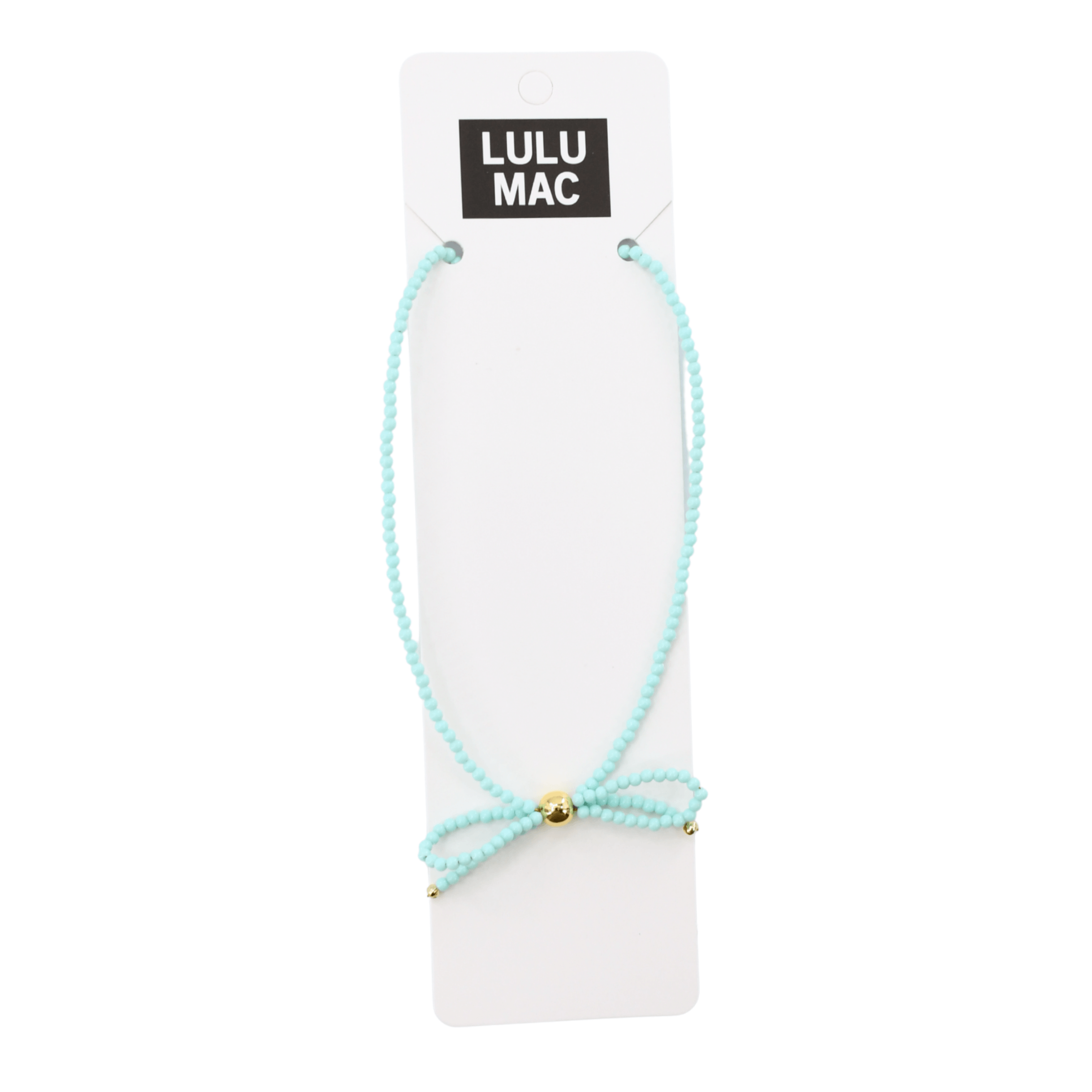 LULU MAC - Love Ties Necklace in Aqua color, super cute and will go with anything, perfect for layering.