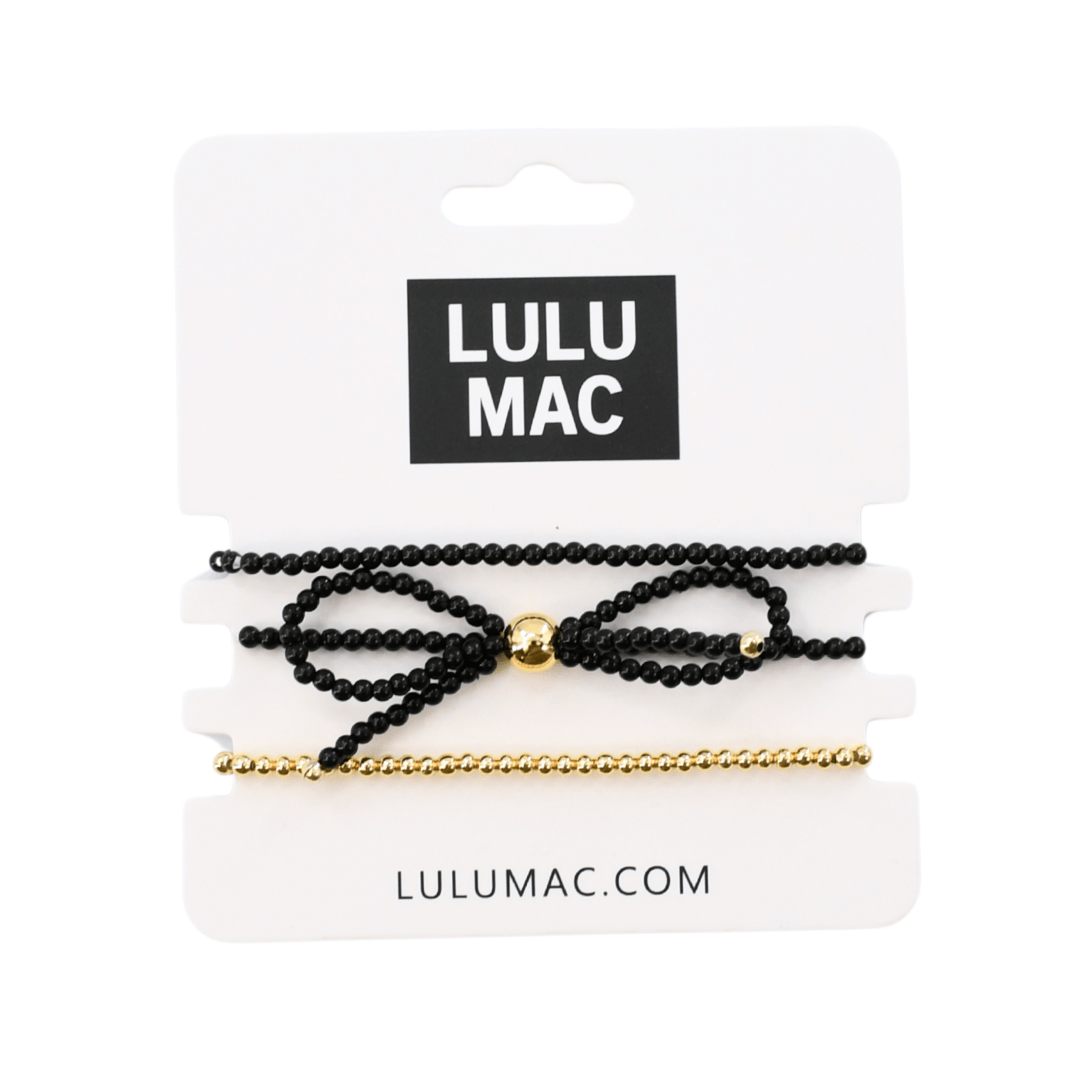 LULU MAC - Love Ties Bracelet Set featuring a black bow design, perfect for stacking and super cute to match any outfit.