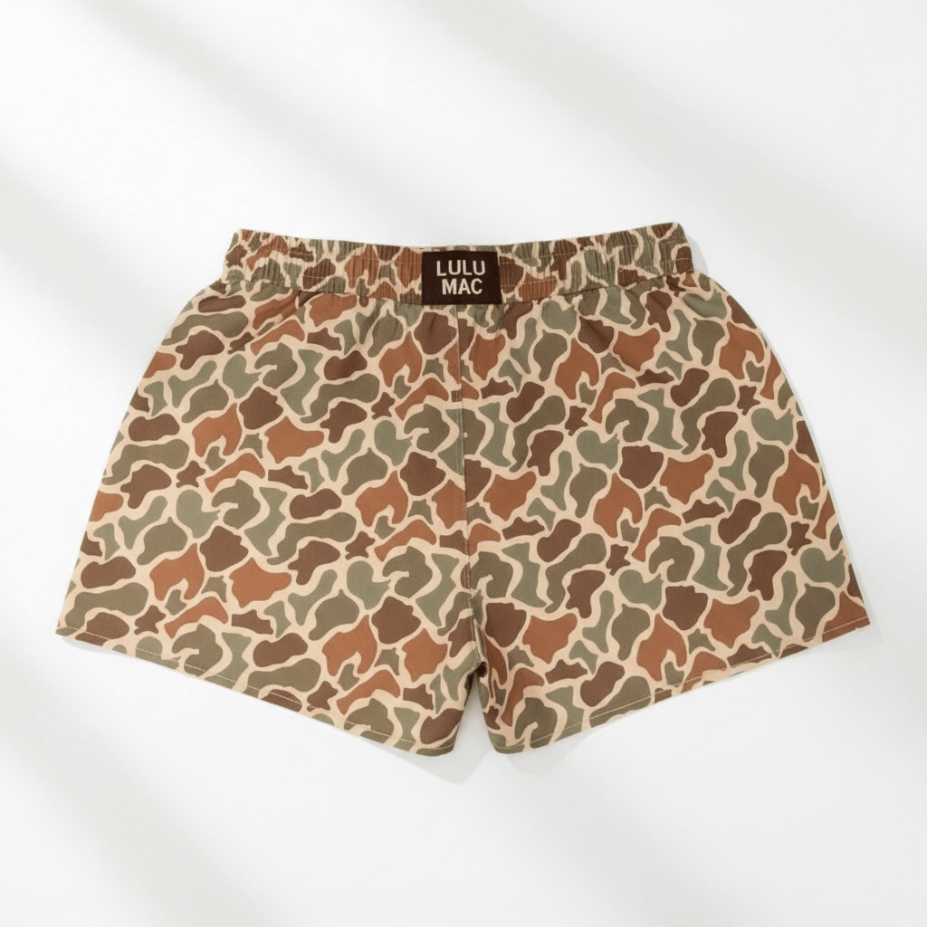 LULU MAC ACTIVE SHORTS- Camo (dark) featuring a stylish camo design suitable for workouts and everyday wear.
