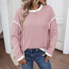 BLUSHLINE BEAUTY TOP featuring a soft knit texture and contrast trim for a casually chic look.