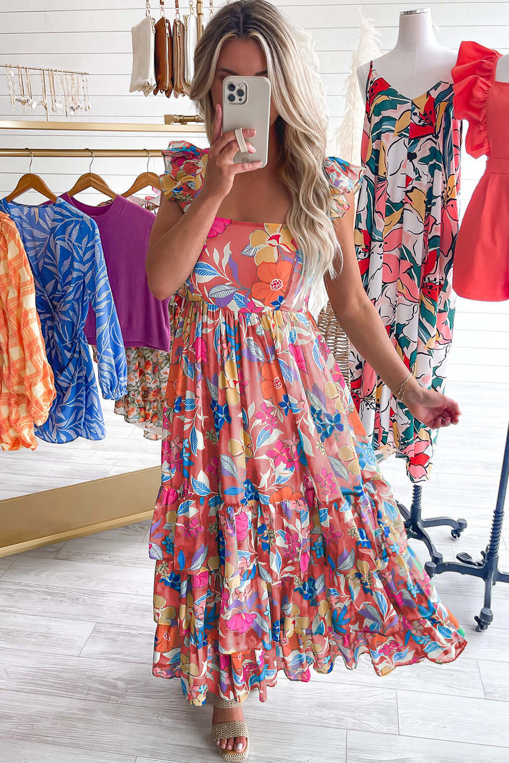 Sunrise Serenade Dress - Vibrant Floral Maxi – Teal Tiger