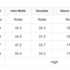 Size chart for MELLOW MOMENTS TOP 2.0 including US sizes, bust measurements, and more
