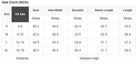 Size chart for the MODERN EDGE HOODIE with measurements in inches for S, M, L, and XL.