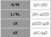Size chart for the Criss-Crossed Cami by Zenana, displaying bust measurements for S/M, L/XL, 1X, and 2X.