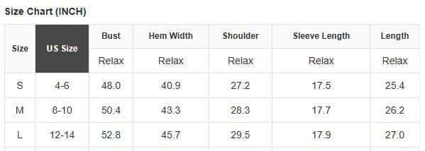 Size chart for THE BOWTIQUE Top (pink) showing US sizes and measurements, including bust, hem width, shoulder, sleeve length, and overall length.