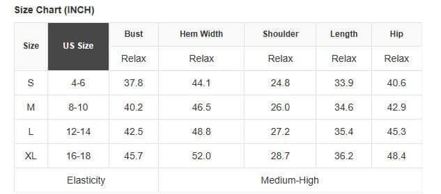 Size chart for Minted Moments Dress showing US sizes and measurement details in inches.