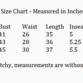 Gigio romper size chart with measurements for bust, waist, length, and inseam for Small, Medium, and Large.