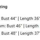 Sizing chart for HELLO BEAUTIFUL DRESS- Dear Scarlett (black) including measurements for Small, Medium, and Large.