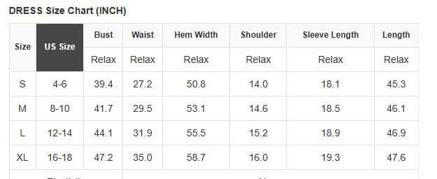 Size chart for LIMITLESS LIVING MIDI DRESS showing measurements in inches for S, M, L, and XL sizes.