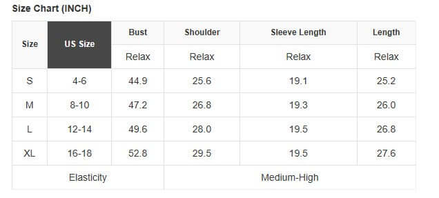 Size chart in inches for FROM THE HEART PULLOVER, detailing sizes S to XL with bust, shoulder, sleeve length, and overall length.