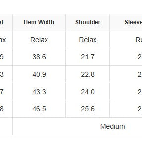 Size chart for SWEETIE PIE RIBBED TOP including US sizes, measurements for bust, hem width, shoulder, sleeve length, and length.