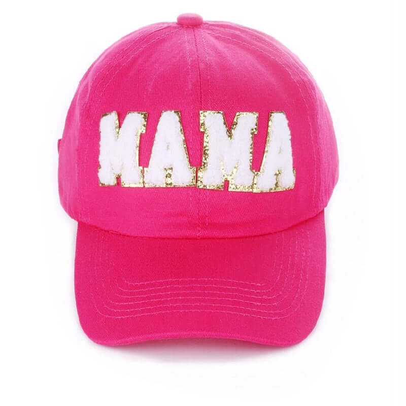 MAMA CHENNILLE PATCH HAT - Zenana (4 colors) in fuchsia color featuring a bold chenille patch design.