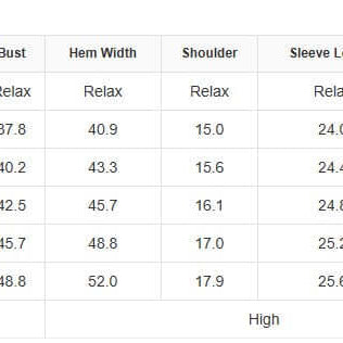 Size chart for URBAN SAFARI TOP showing US sizes, bust, hem width, shoulder, sleeve length, and overall length.
