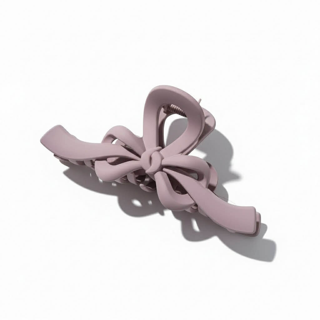 RIBBON REVIVAL HAIR CLIP (7 colors) - Matte pink bow claw clip for stylish hair accessories.