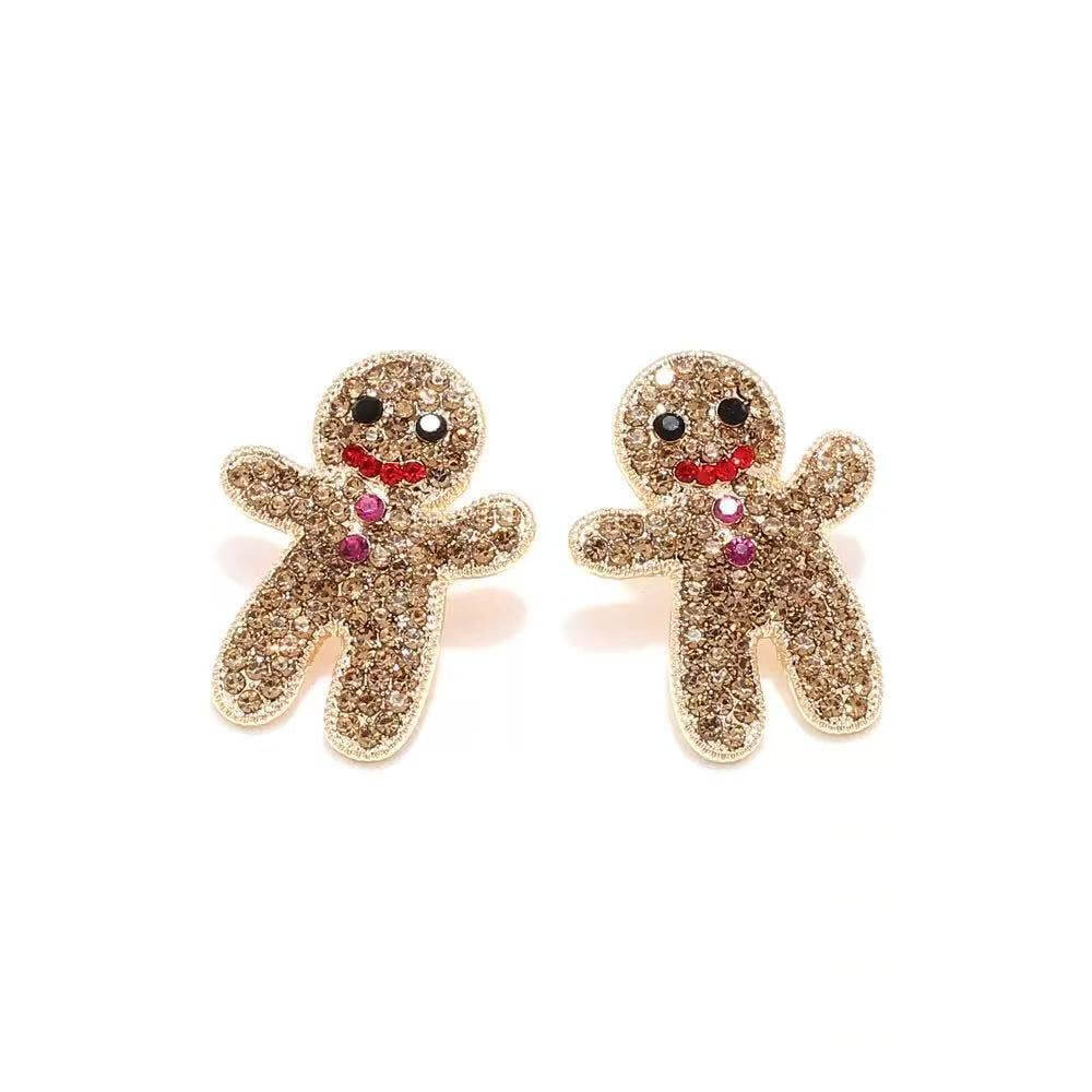 GINGERBREAD BLING EARRINGS with sparkling rhinestones and colorful accents for festive holiday style.
