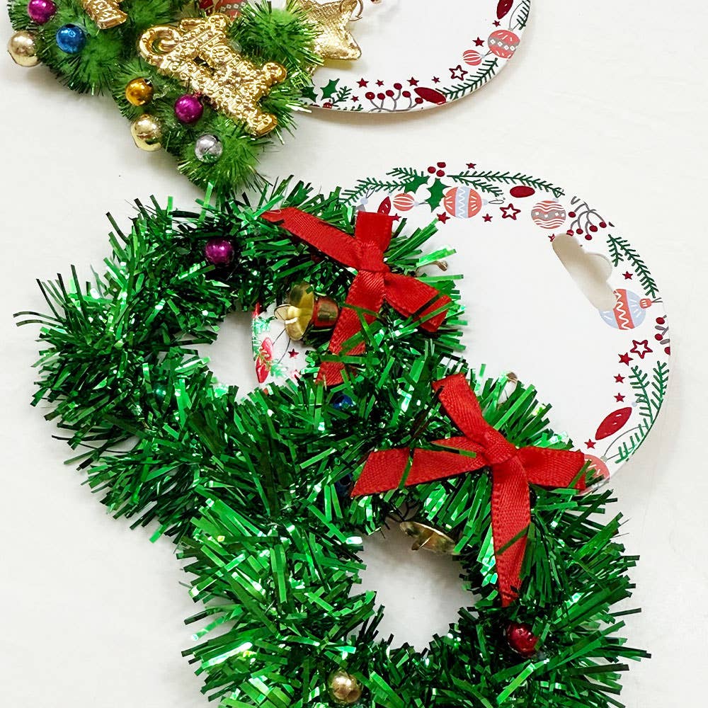 Colorful Christmas Theme Dangle Earring Set featuring festive designs and decorations for a joyful holiday look.