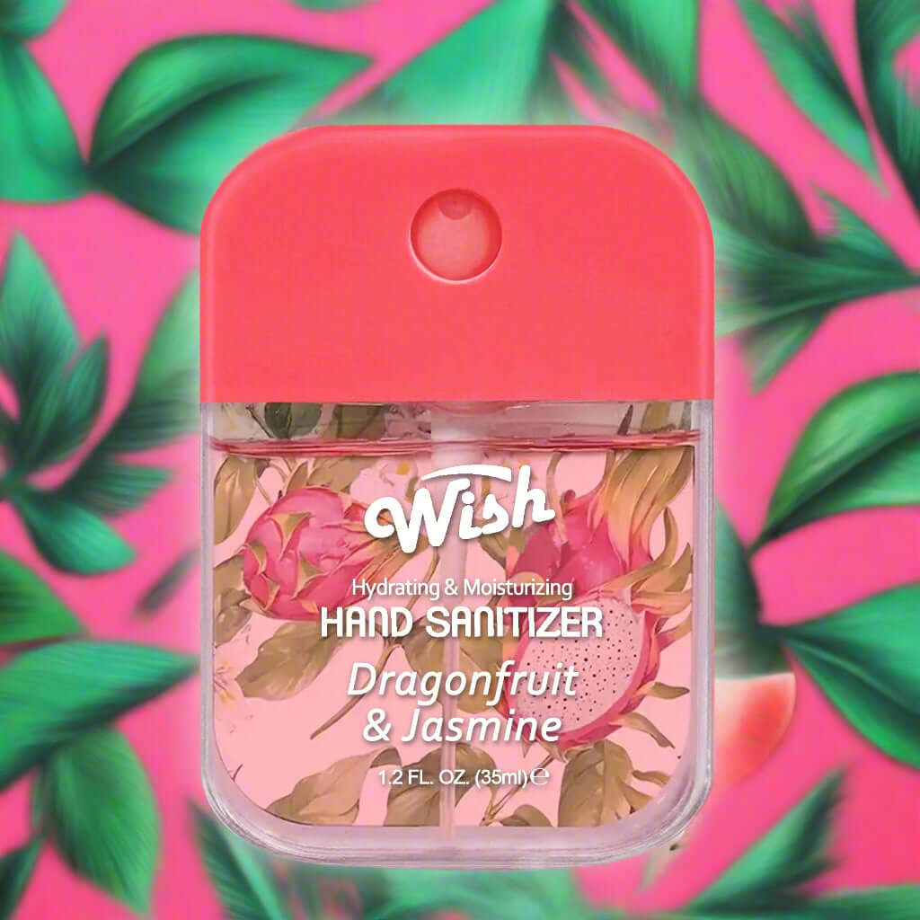 WISH HAND SANITIZER NEW (8 SCENTS AVAILABLE) with Dragonfruit & Jasmine scent, hydrating and moisturizing formula.