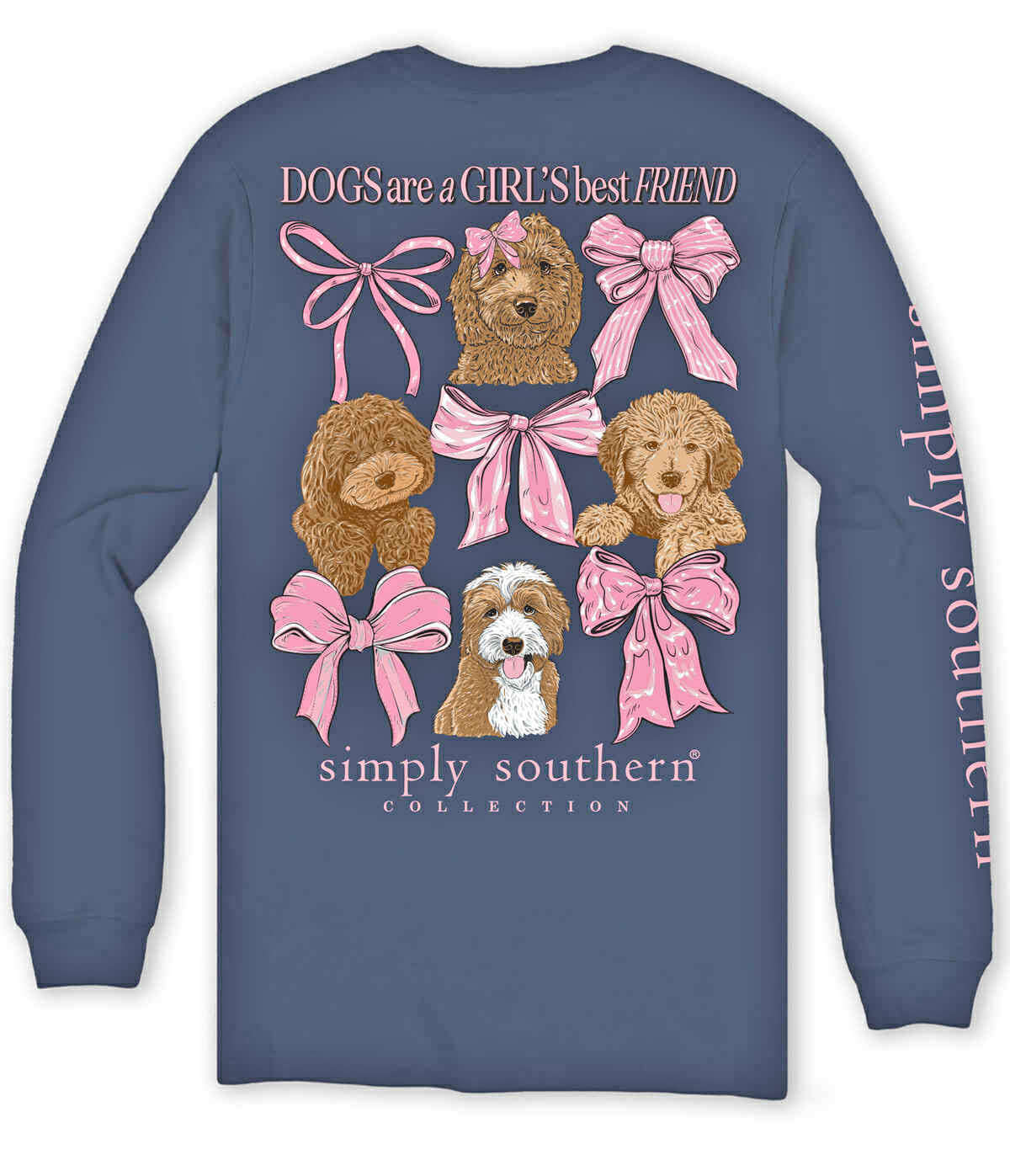 Girls Best Friend- Simply Southern long sleeve t-shirt with cute dogs and pink bows design.