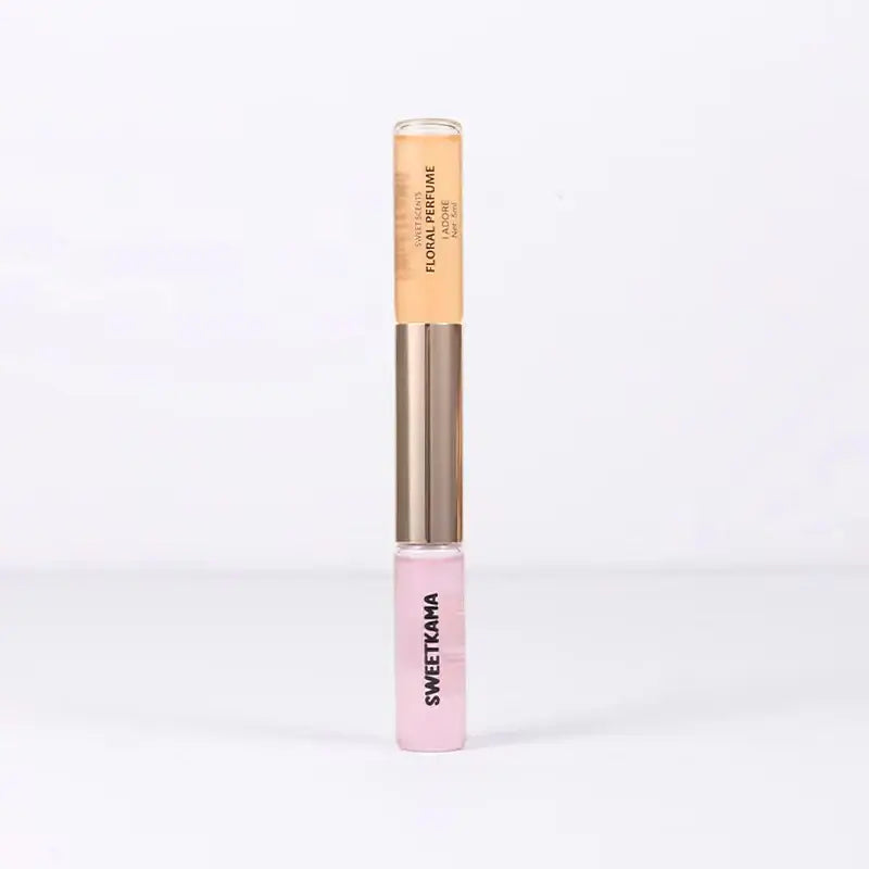 SWEET SCENTS PERFUME ROLLER 2 IN 1 featuring pink and gold design, perfect for travel and everyday wear.