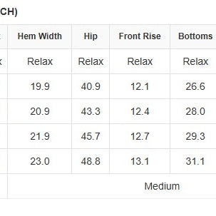 PANTS Size Chart (INCH) for COMFORT CULTURE PANTS (BLACK) including US sizes S, M, L, XL with measurements.