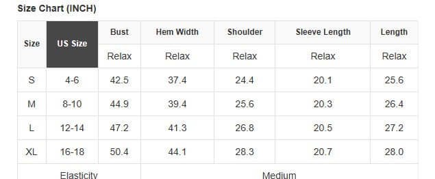 Size chart for LAZY DAY LEOPARD CREWNECK including measurements in inches for different sizes.