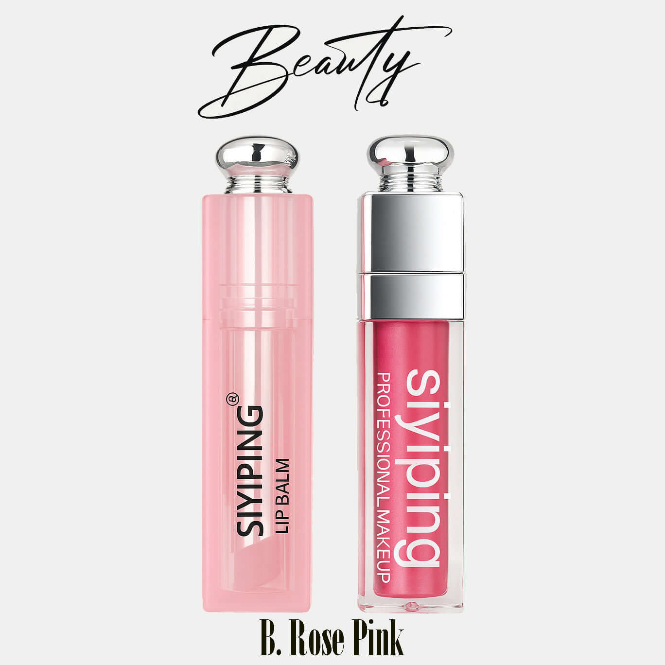 BEAUTIFUL LIPPY DUO featuring a lip balm and a Rose Pink lip color for vibrant, long-lasting lips.