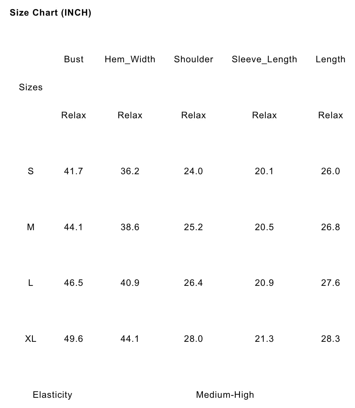 Size chart for Santa Baby crewneck with bust, hem width, shoulder, sleeve length, and overall length measurements in inches.