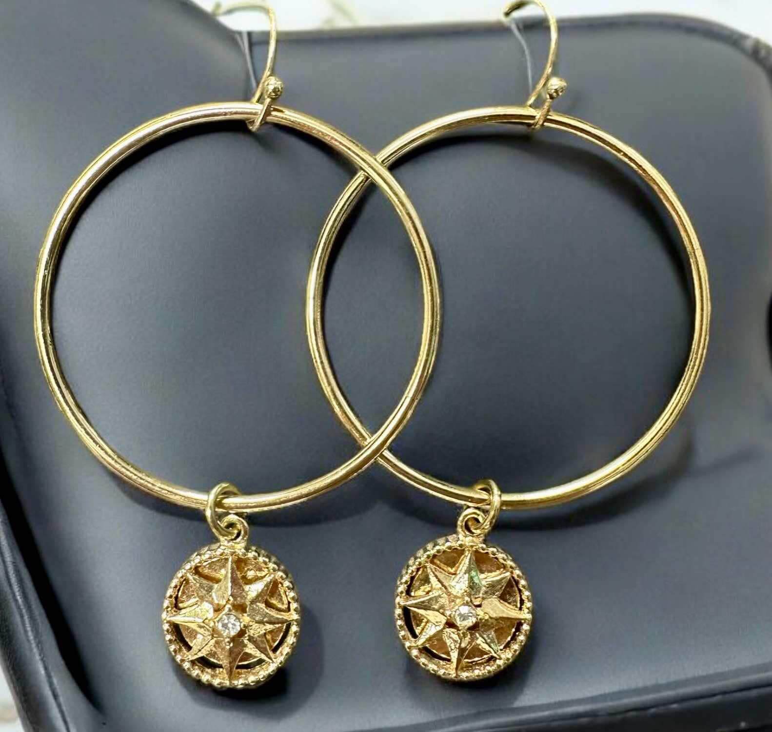 Natural Balance Earrings with gold tone circles and rhinestone-star center on French hook, capturing nature's beauty.