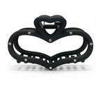 Matte Heart Shaped Stone Accent Hair Claw Clip featuring a heart design and rhinestone accents in a matte black finish.