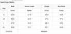 Size chart for the Cant Be Tamed long-sleeved top showing measurements for S, M, L, and XL sizes in inches.