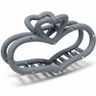 Matte Heart Shaped Stone Accent Hair Claw Clip with rhinestones and a soft matte finish in gray.