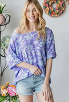 Violet Vacations top by Hopely: oversized floral print for comfort and style, perfect for casual outings.