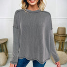 MAIN STREET MOMENTS Top (espresso) featuring a twist ribbed texture and exposed seams, perfect for casual style.