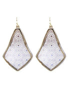 Elegant CONTESSA TEARDROP Earrings by No 3 Jewelry featuring silver and gold tones with mandala patterns and fishhook style back.