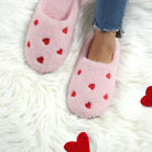 FUZZY HEARTS Slippers Pink and Red by Teal Tiger Boutique $8.00 Super soft and comfy heart slippers! Great for valentines day or all year long. Pink with small red hearts or white with small red hearts Teal Tiger Boutique