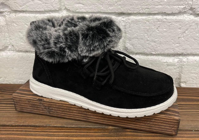 FANCY LIKE By Very G / Gypsy Jazz by Very G $49.00 Luxuriously adorned with faux fur trim, these black boat shoes from Gypsy Jazz / Very G are the epitome of chic and super comfortable. Teal Tiger Boutique