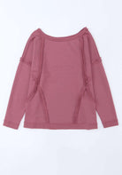 Relaxed mauve Lasting Friendship top featuring exposed seam design for a trendy, stylish look. Perfect for casual wear.