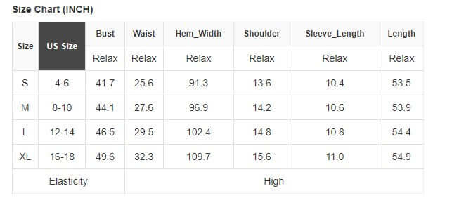 Size chart for VELVET WISHES (magenta) dress showing US sizes and measurements.