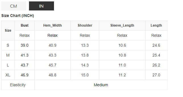 Size chart in inches for Date Night Top by Vivian-Lu, showing measurements for bust, hem width, shoulder, sleeve length, and length.