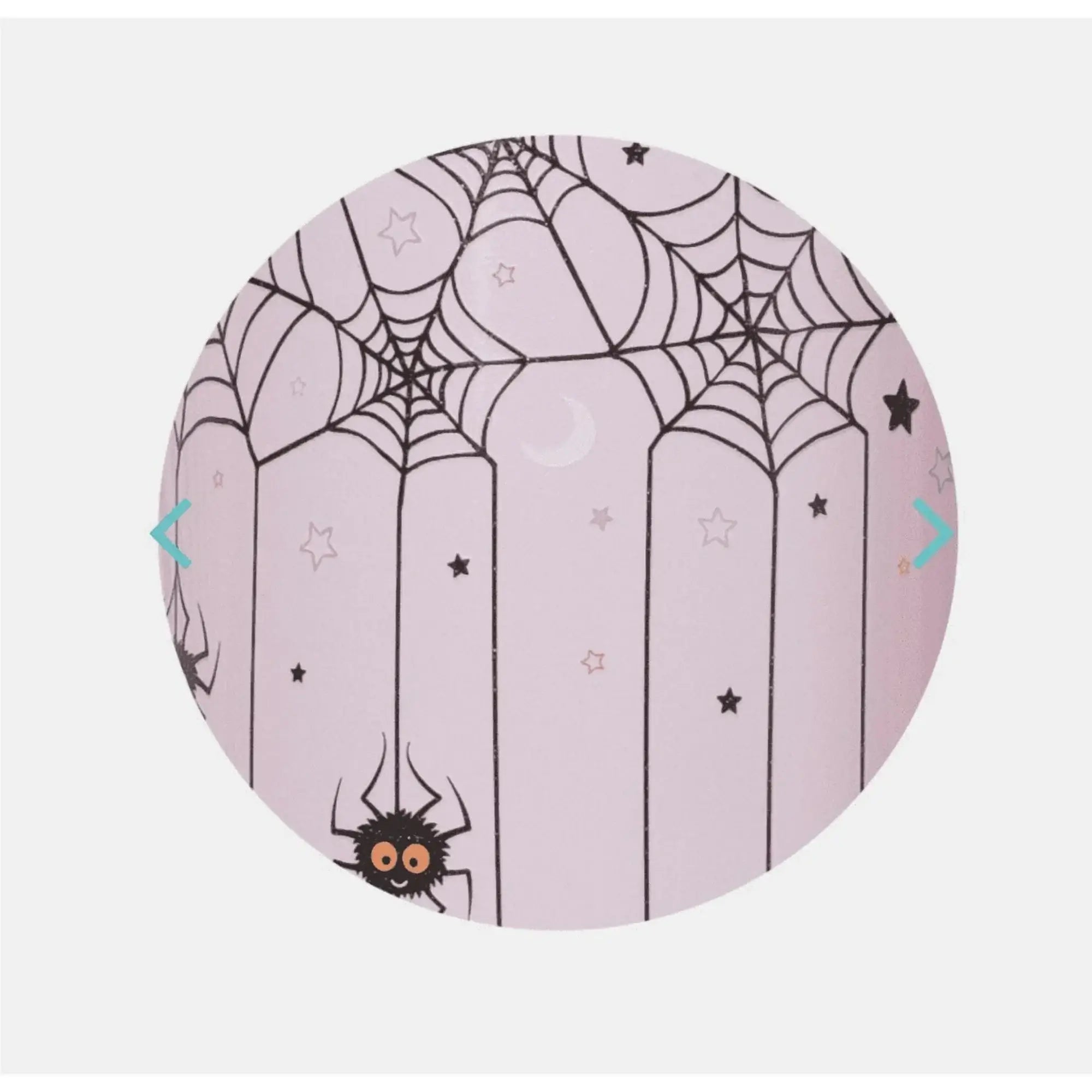 Spooky Spiders Glow in Dark Tumbler design featuring webs and a spider on a pink background.