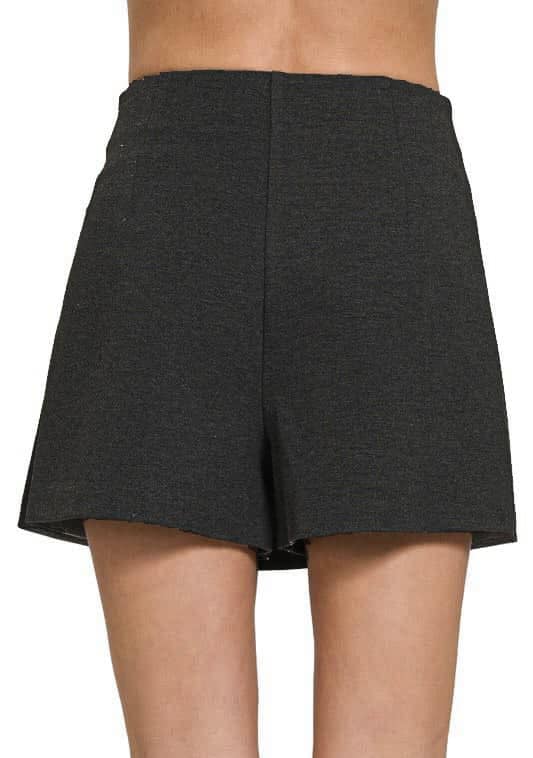 Back view of the Sable Sensation Skort by Zenana showcasing its unique wrap design and comfortable fit.